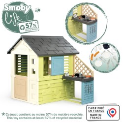 Smoby – Пластмасова къщичка с кухня и аксесоари NATURE – синя