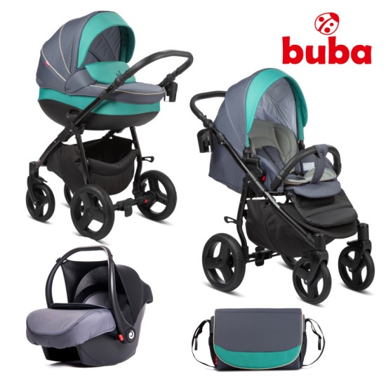 Buba - Бебешка количка 3в1 Buba Bella 755, Pewter-Green