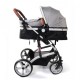 Moni - Комбинирана детска количка Pavo - Сива с кожена дръжка Moni - Комбинирана детска количка Pavo - Сива с кожена дръжка
