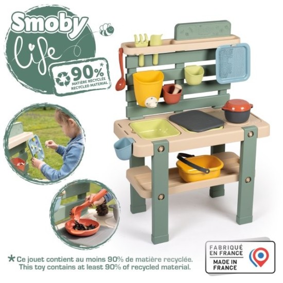 Smoby Life Детска кухня за игра с кал и природни елементи Mud Kitchen
