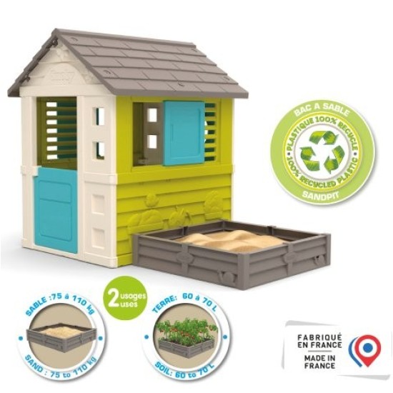 Smoby Детска къщичка с пясъчник и градинка Square House