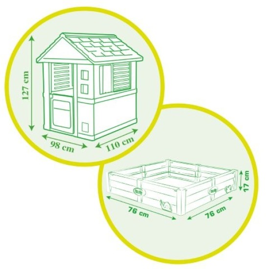 Smoby Детска къщичка с пясъчник и градинка Square House