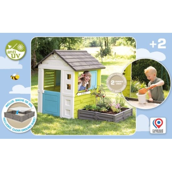 Smoby Детска къщичка с пясъчник и градинка Square House